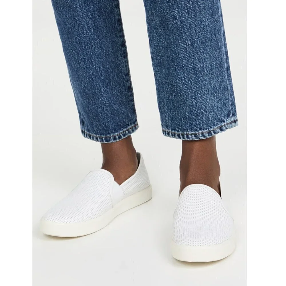 Vince Blair Perforated Leather Slip On Sneaker White Women's US 9 / 39